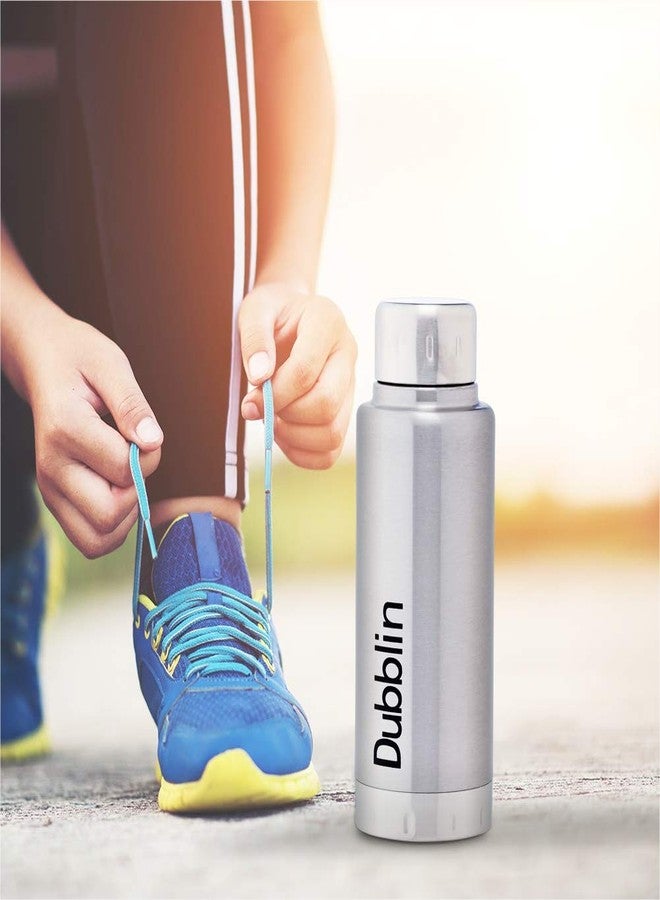 Dubblin Carry Premium Stainless Steel Double Wall Vacuum Insulated BPA Free Water Bottle, Sports Thermo Flask Keeps Hot 6 Hours, Cold 12 Hours (Silver 350 ML) - Image 5